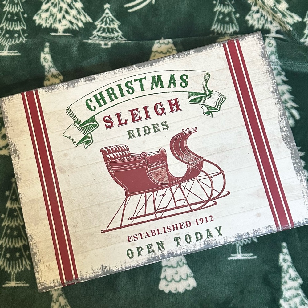 Holiday / Christmas gift box - heavy cardboard. Sleigh ride/ vintage theme.